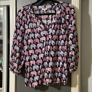 Crown & ivy pink elephant blouse